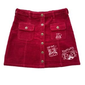Disney Pixar Turning‎ Red Panda Mei Small Corduroy Skirt Embroidered Mini Skirt